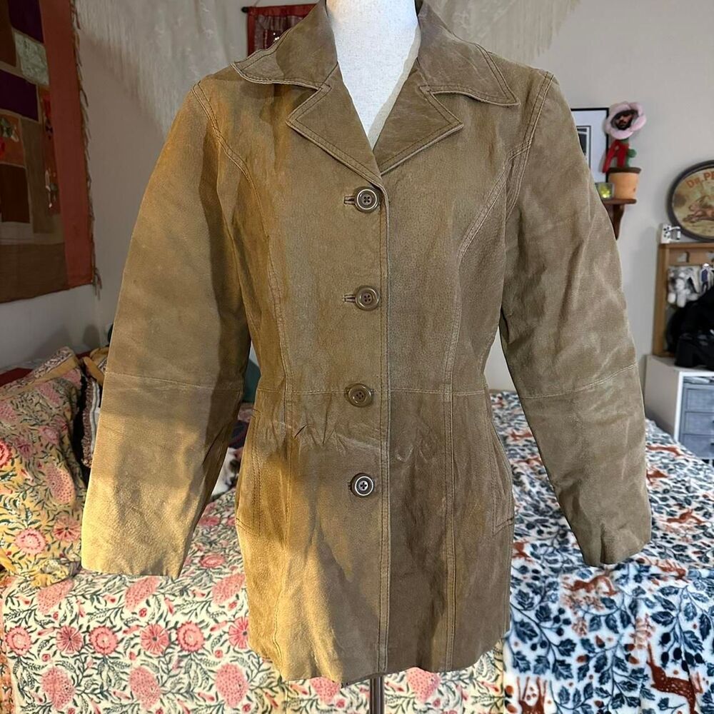 Jennyfer J 90s Vintage Light Brown 100% Leather Coat